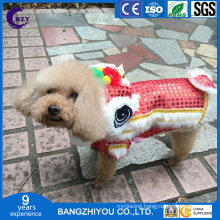 Lion Dance Pet Clothes Red Sequins Full Dog Type with a New Year′s Clothes Dog Winter Clothes